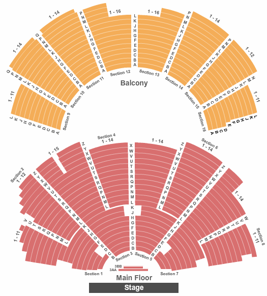 Seating chart for Ryman